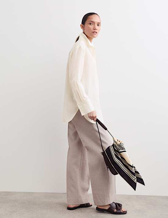 Silk Blend Collared Relaxed Shirt