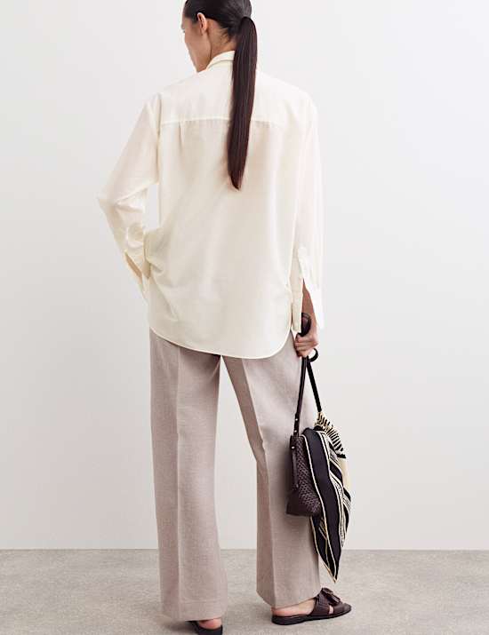Silk Blend Collared Relaxed Shirt