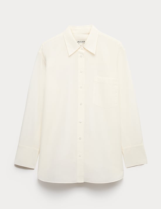 Silk Blend Collared Relaxed Shirt