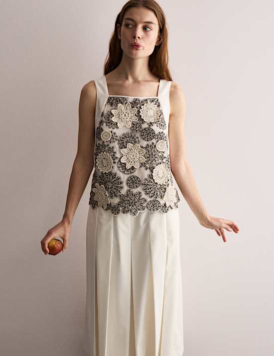 Onderhemdje met bloemappliqué