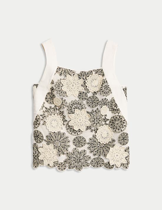 Onderhemdje met bloemappliqué