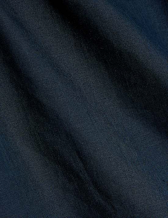 Top van zuiver linnen met vierkante hals en strikbandjes