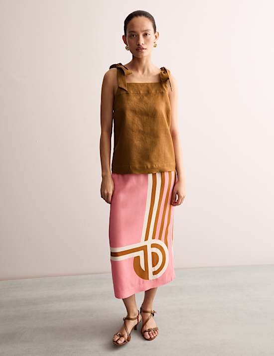 Pure Linen Square Neck Tie Strap Top