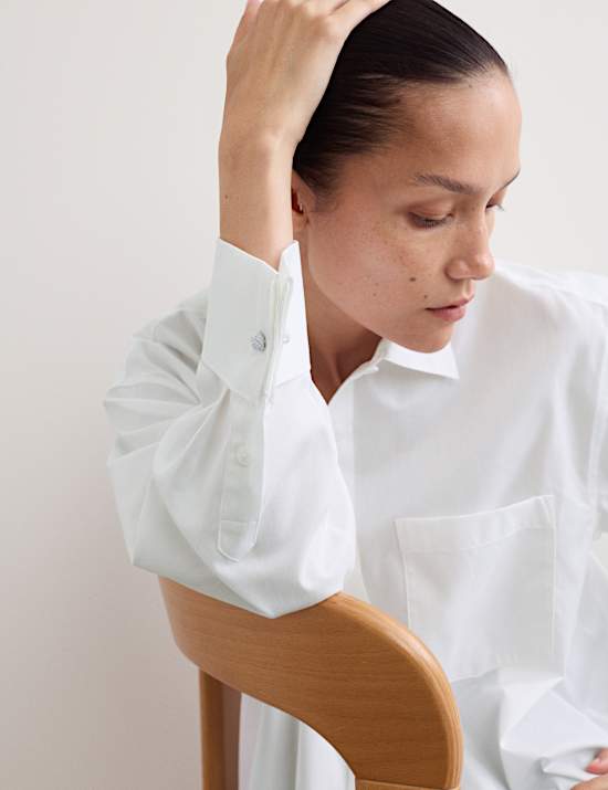 Pure Cotton Collared Double Cuff Shirt