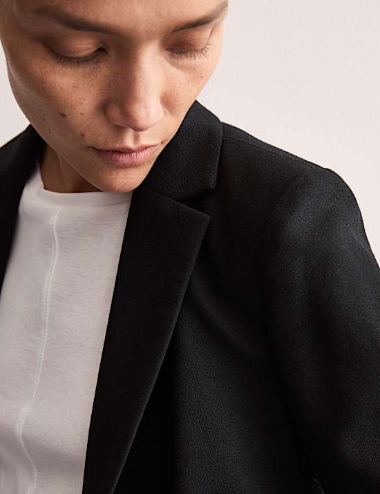 Pure Wool Crepe Single Breasted Blazer