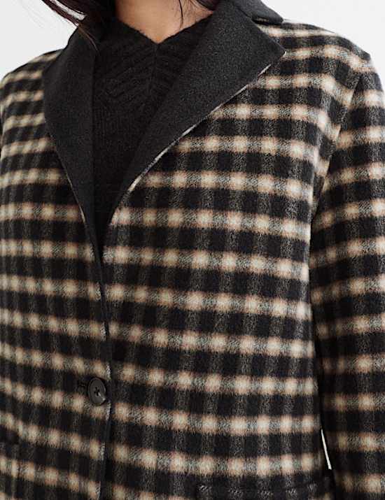Double Faced Pure Wool Checked Reversible Blazer