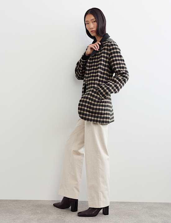 Double Faced Pure Wool Checked Reversible Blazer