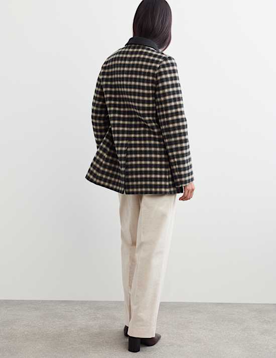 Double Faced Pure Wool Checked Reversible Blazer
