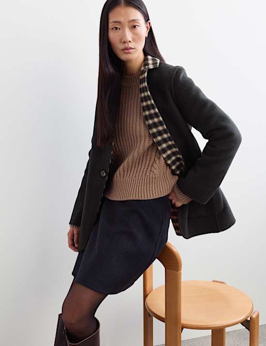 Double Faced Pure Wool Checked Reversible Blazer