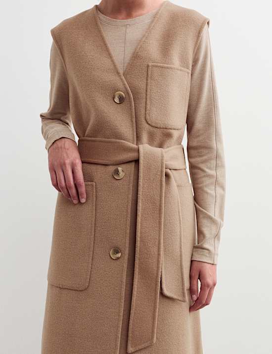 Pure Wool Double Face Longline Waistcoat