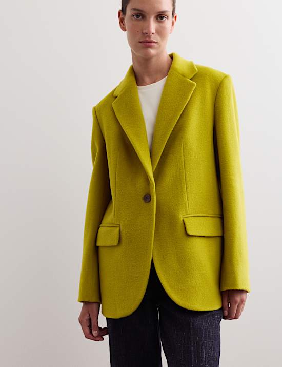 Pure Wool Single Breasted Relaxed Blazer