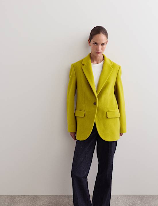 Pure Wool Single Breasted Relaxed Blazer