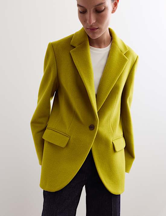 Pure Wool Single Breasted Relaxed Blazer