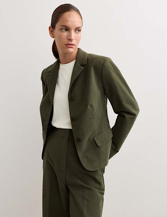 Crop τζάκετ ιταλικού moleskin με υψηλή περιεκτικότητα σε βαμβάκι