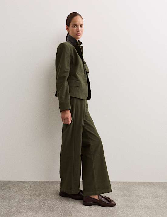 Crop τζάκετ ιταλικού moleskin με υψηλή περιεκτικότητα σε βαμβάκι