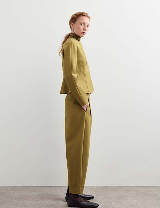 Cotton Rich Collarless Tailored Jacket