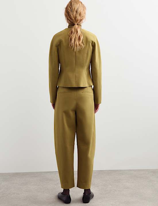 Cotton Rich Collarless Tailored Jacket