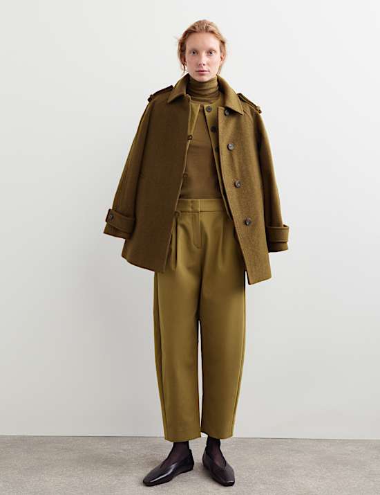 Cotton Rich Collarless Tailored Jacket