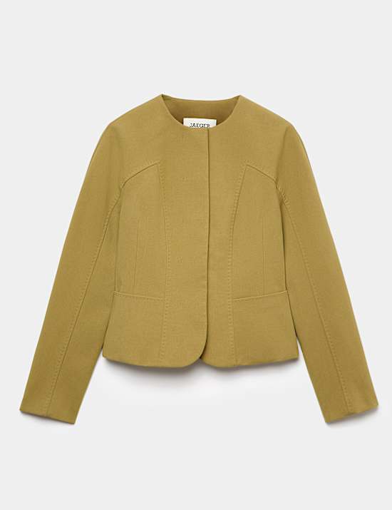 Cotton Rich Collarless Tailored Jacket