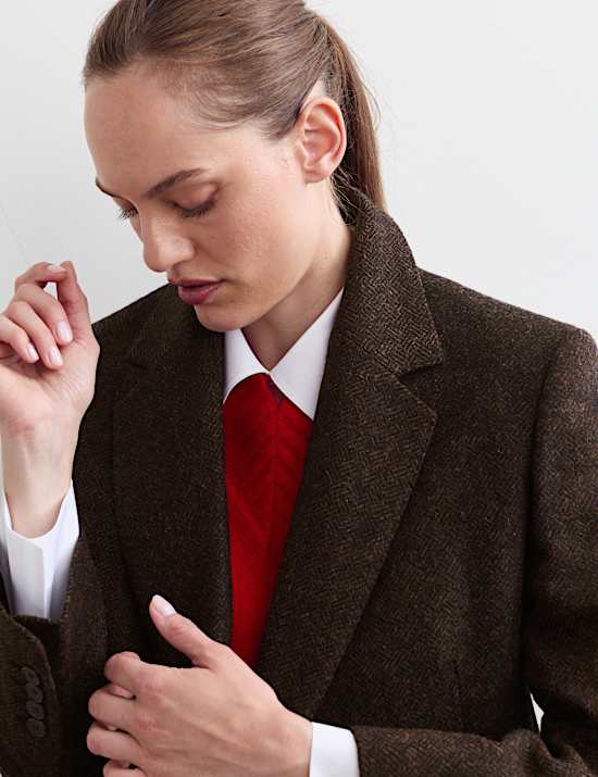 Pure Wool Tailored Herringbone Blazer