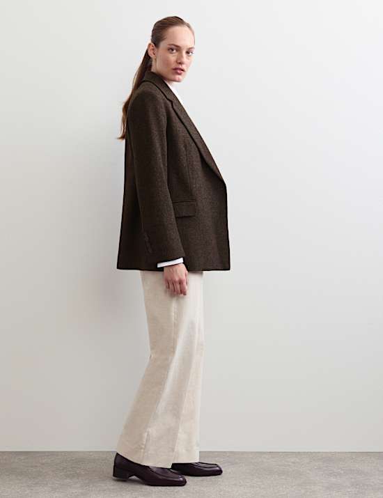 Pure Wool Tailored Herringbone Blazer