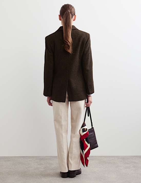 Pure Wool Tailored Herringbone Blazer