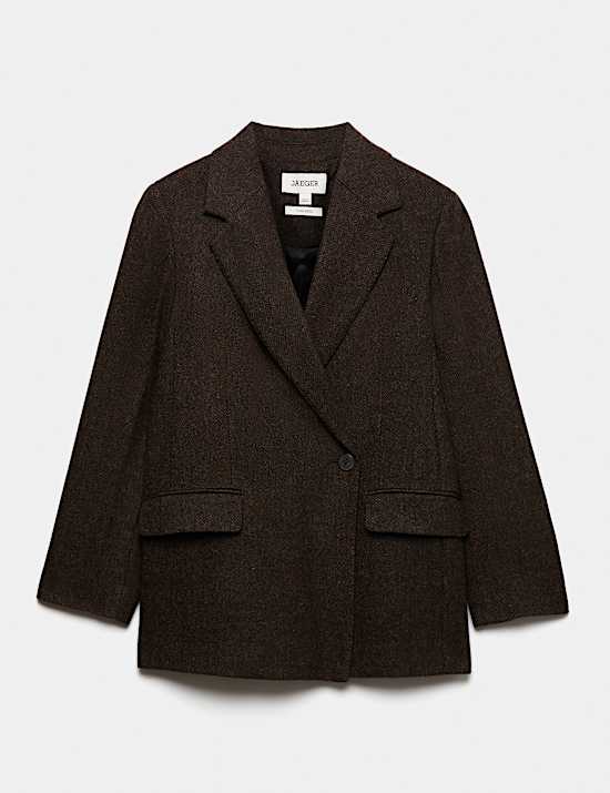 Pure Wool Tailored Herringbone Blazer