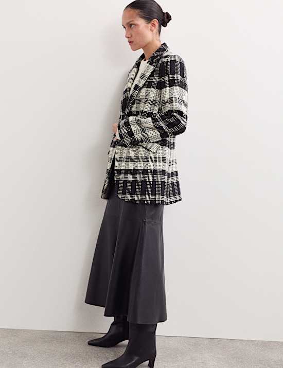 Pure British Wool Checked Longline Blazer