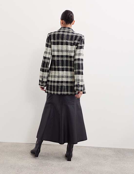 Pure British Wool Checked Longline Blazer