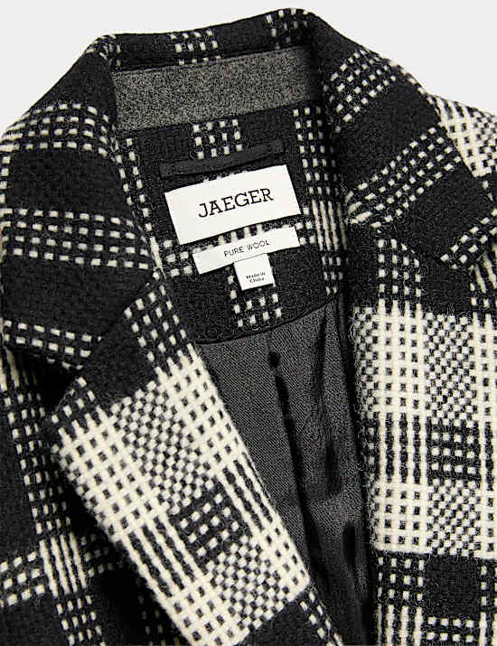 Pure British Wool Checked Longline Blazer