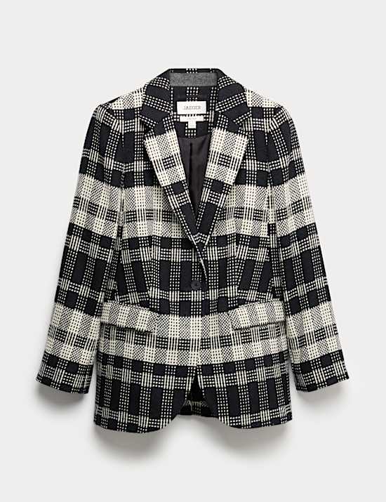 Pure British Wool Checked Longline Blazer