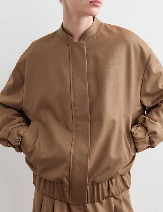 Wool Rich Relaxed Bomber Jacket