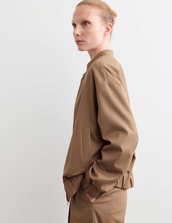 Wool Rich Relaxed Bomber Jacket