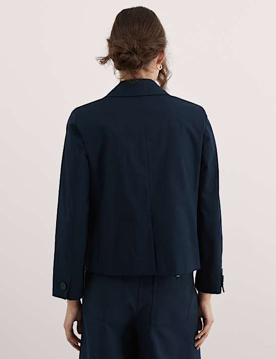 Kort model, ruimvallende, katoenen blazer met stretch