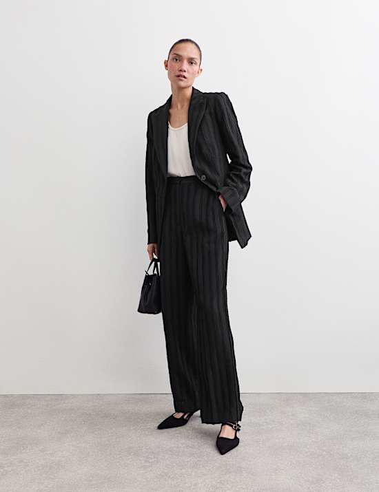 Tailored Jacquard Blazer with Cotton