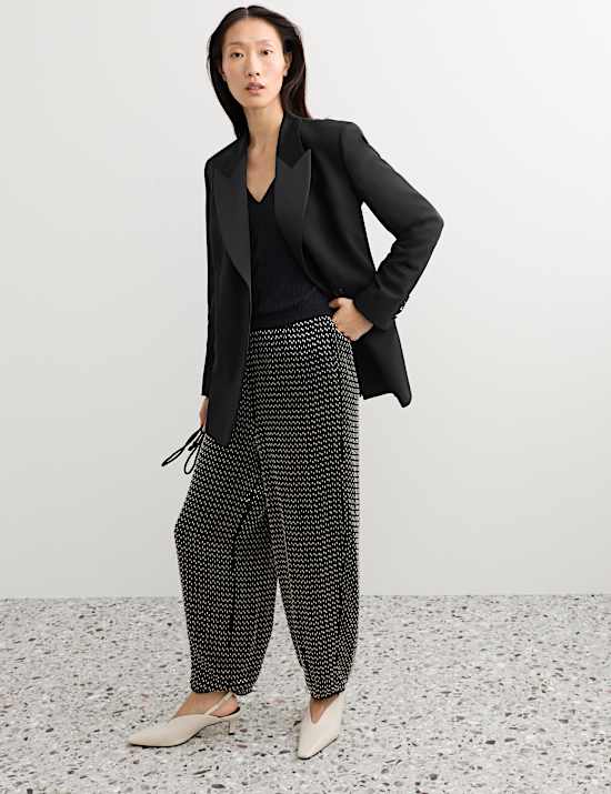 Pure Wool Tailored Tuxedo Longline Blazer