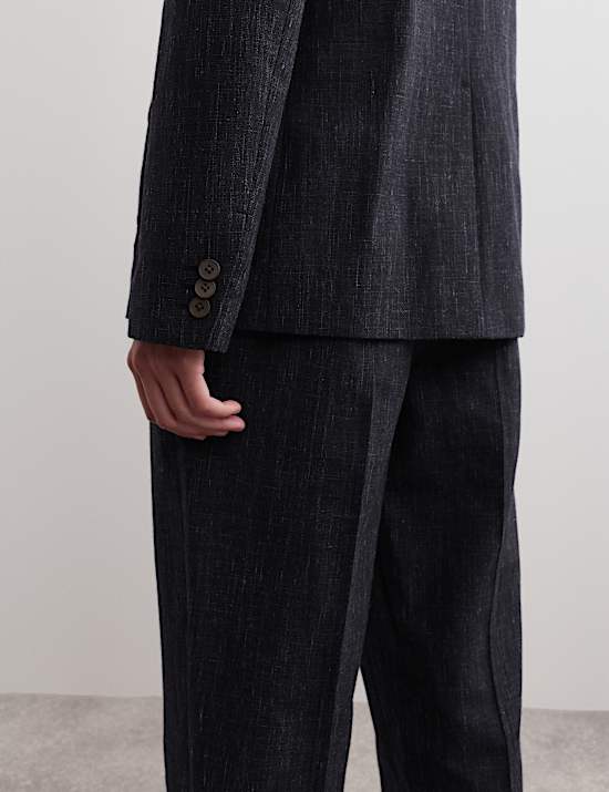 Wool Rich Single Breasted Blazer with Linen