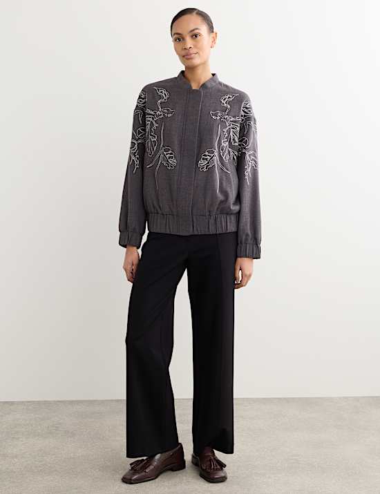 Wool Rich Flannel Embroidered Jacket