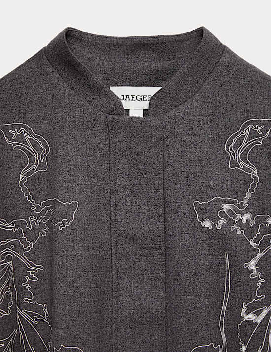 Wool Rich Flannel Embroidered Jacket