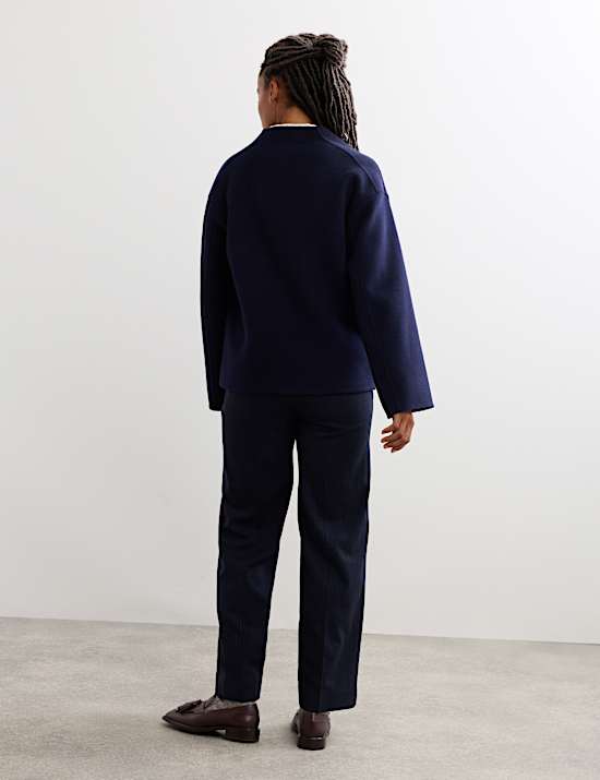 Kort dubbelzijdig jasje van zuiver wol