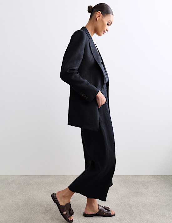 Pure Linen Longline Single Breasted Blazer