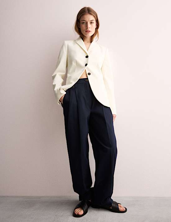 Katoenrijke blazer met slanke pasvorm en enkele revers