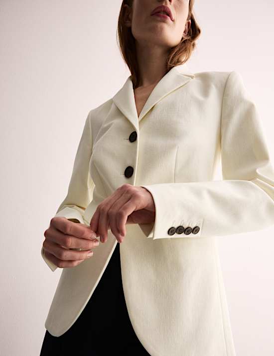 Katoenrijke blazer met slanke pasvorm en enkele revers