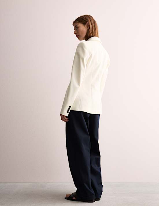 Katoenrijke blazer met slanke pasvorm en enkele revers