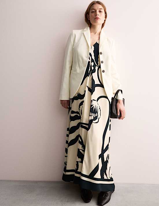 Katoenrijke blazer met slanke pasvorm en enkele revers