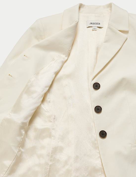 Katoenrijke blazer met slanke pasvorm en enkele revers