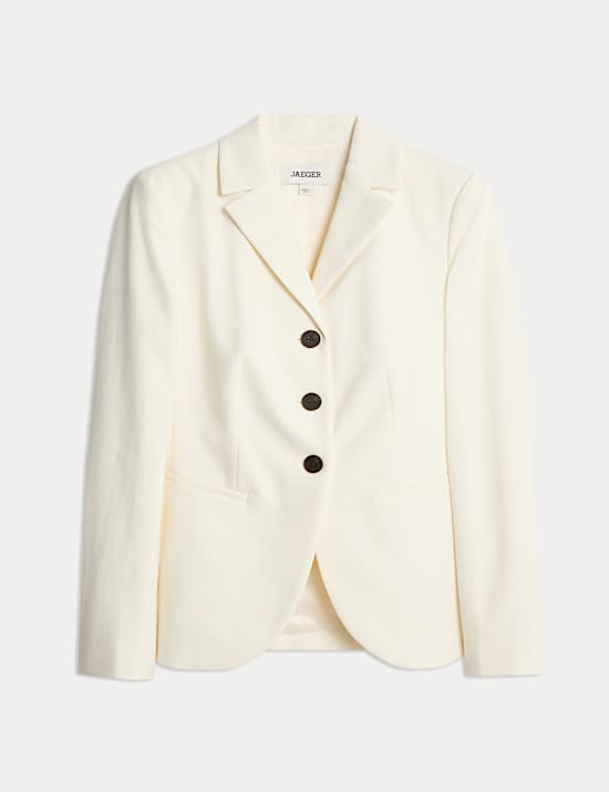 Katoenrijke blazer met slanke pasvorm en enkele revers