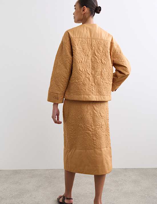 Pure Cotton Embroidered Quilted Jacket