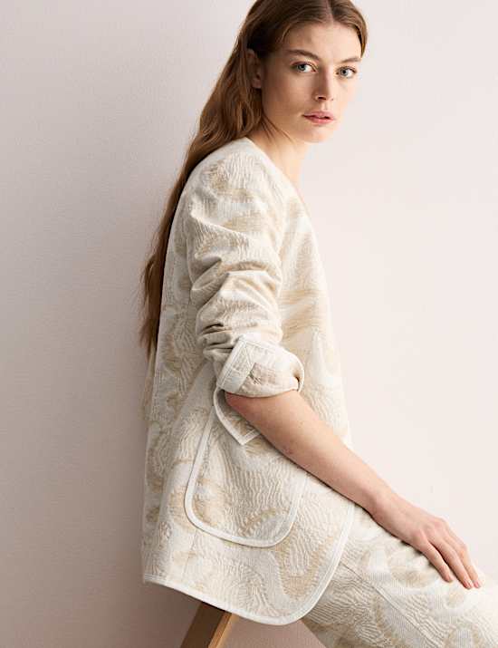 Βαμβακερό ζακάρ σακάκι χωρίς γιακά με υψηλή περιεκτικότητα σε βαμβάκι