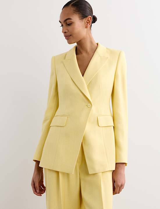 Textured Single Breasted Longline Blazer